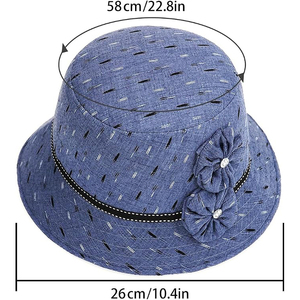Chapeau Bob en Jean Bleu Élégant avec Motifs Floraux, Protection Solaire, en Coton, Style Cloche, Idéal pour l'Été et les Voyages - Product Image 5