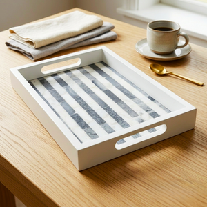 Luxury Marble Serving Tray with Handles Decorative Rectangular Marble Tray for Coffee <b>Table</b> Kitchen Counter Dining Room and Home - Product Image 2
