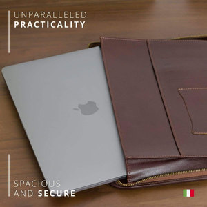 Customized Brown Leather <b>Portfolio</b> Organizer Document <b>Folder</b> Card Holder laptop holder - Product Image 6