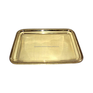 Plateau de service en métal en laiton rectangulaire pour les compagnies aériennes de mariage d'hôtel de restaurant à la maison - Product Image 1