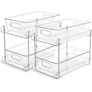 Set di 2 Organizzatori Trasparenti a 2 Livelli per Bagno, Contenitori per Mobile e Cassetti - Product Image 1