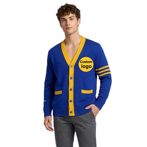 Blue Yellow School College <b>Cardigan</b> Sweater Cotton <b>Cardigan</b> Sweater Cotton Fabric Outerwear Comfortable Daily Wear Clothing - Product Image 1