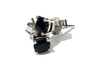 Pendientes de Plata de Ley 925 con Ónix Negro Natural en Engaste de Bisel, Certificados por Terceros, Joyería Elegante para Mujer, a la Moda - Product Image 1