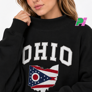 Sweat-shirt à col montant marron pour femme OHIO, 100% coton, streetwear, éco-responsable, surdimensionné, avec lettrage personnalisé appliqué - Product Image 6
