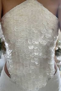 Chaîne de corps de luxe plaquée argent, respirante, brodée, à longues franges perlées, dorée, style vintage, très tendance - Product Image 2