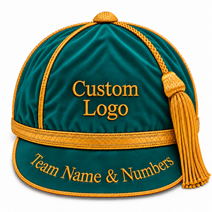 Casquettes d'honneur en velours personnalisées avec broderie et logo sur mesure, avec passepoil doré, casquettes de présentation style Angleterre, casquettes d'honneur en velours pour matchs - Product Image 6