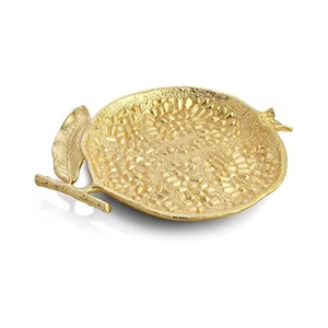 Plato de Servir de Lujo en Forma de Granada Dorada, Bandeja de Metal Texturizado para Decoración de Mesa Festiva y Decoración de Hoteles de Alta Gama - Product Image 3