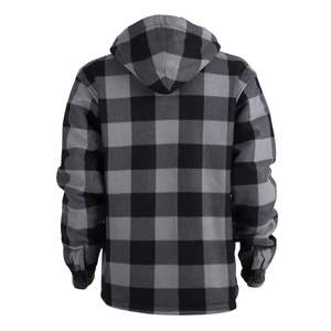 Boomletcorp Custom Casual Hooded Winter Fleece <b>Jacket</b> <b>Men</b> Oversized Flannel Plaid Regular Sleeve <b>Canvas</b> Fabric Zipper Quick Dry - Product Image 3