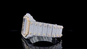 Reloj Esqueleto Iced Out de Lujo para Hombre, Estilo Hip Hop, Cuadrado, Bicolor Dorado, Automático Mecánico, con Incrustaciones de Moissanita - Product Image 2