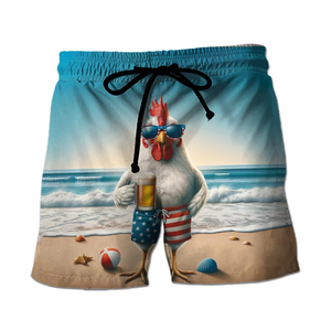 Funny Kung Fu Chicken Pattern Beach Shorts Summer Fashion <b>Mens</b> Kids 3D Animals Printed Board Short Casual Oversized Swim <b>Trunks</b> - Product Image 1