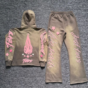 Pantalon long homme grande taille Y2K en coton 100% délavé, personnalisé, épais, effet vieilli, avec impression en relief et strass - Product Image 2