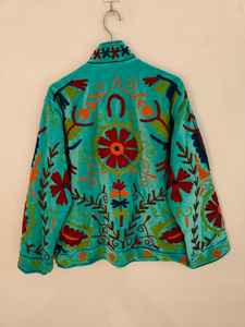 เสื้อแจ็คเก็ตทำมือสไตล์ฮิปปี้สำหรับงานปาร์ตี้ฤดูหนาวแบบยูนิเซ็กส์  ผ้ากำมะหยี่อินเดียปักลายซูซานี  แบบสองด้านใส่ได้  รักษ์โลก ระบายอากาศได้ดี  แบบสั้น - Product Image 6