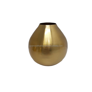 แจกันดอกไม้โลหะเหล็กตกแต่งบนโต๊ะ สีทองเหลือง ขนาดยาว แจกันโลหะขายส่ง - Product Image 5