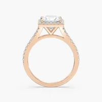 Bague de fiançailles Charlotte avec halo de diamants taille princesse d'un carat et demi, élégante, classique, bijoux féminins intemporels et raffinés