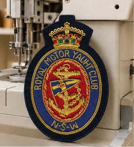 ROYAL MOTOR YACHET CLUB High Quality Lace Embroidered Patch <b>Sew</b>-On Fabric Badge Circular Luxury Design for Garment - Product Image 4