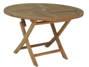 Round Folding Outdoor <b>Table</b> Solid Wood Patio <b>Dining</b> <b>Desk</b> Garden Furniture - Product Image 3