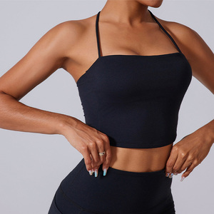Soutien-gorge de sport sans couture pour femme, col carré, dos croisé, bretelles spaghetti, pour la gym, le fitness et l'entraînement - Product Image 4