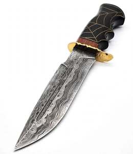 Couteau utilitaire artisanal en acier Damas avec manche en ébène noir incrusté, qualité DIY, personnalisable OEM, pièce de présentation exécutive - Product Image 2