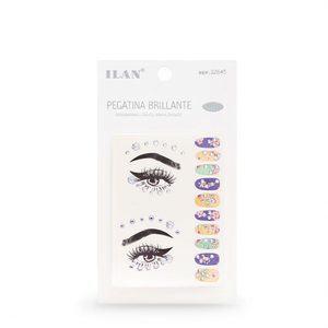 Adesivi viso glitterati ILAN con design occhi e strass per decorazioni di bellezza - Product Image 1