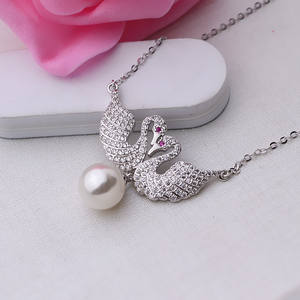 Collier pendentif en argent S925 pour femmes, accessoires en perles DIY avec chaîne de clavicule à double cygne, collier tendance - Product Image 3