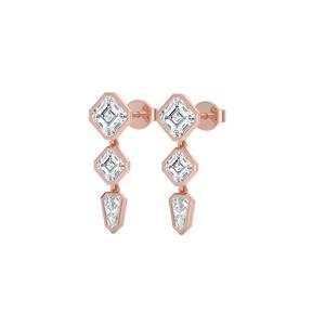 Clásicos Pendientes de Oro Rosa de 9K con Diamantes Cultivados en Laboratorio, 3.79 CTW, Corte Asscher, Joyería Refinada - Product Image 2