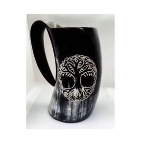 Mug à boire en corne de buffle polie, fait main, écologique, de qualité supérieure, style viking indien, avec logo gravé sur mesure - Product Image 5