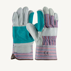 Guantes de Trabajo de Uso General, Forro de Lona de Algodón, Palma Doble Reforzada con Cuero, Puño Reforzado, Verde Gris, Antideslizantes, Resistentes a la Abrasión - Product Image 5