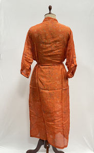 Robe Kimono en Soie Faite Main à Col en V, Veste Indienne à Manches Longues avec Cordon de Serrage, Douce, Longueur Complète, Tenue de Festival - Product Image 3