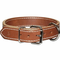Collier de chien en cuir marron dernier modèle pour petits chiens moyens ou grands avec coutures contrastées et quincaillerie nickelée