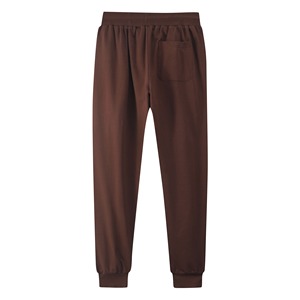 Men's <b>Brown</b> Elastic Waist Sweatpants With Pockets Casual Knitted <b>Joggers</b> Midweight Plain Dyed Style - Product Image 1