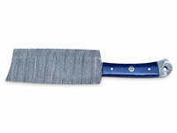 Ensemble de 5 couteaux en acier Damas faits à la main avec manche en résine bleue, lames droites, design ambidextre, couteau de cuisine