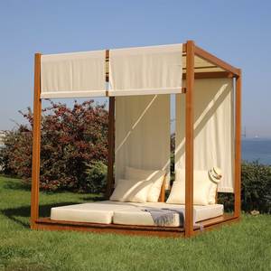 Chaise longue de jardin en teck avec auvent et rideaux pour villa, hôtel, complexe hôtelier - Product Image 2