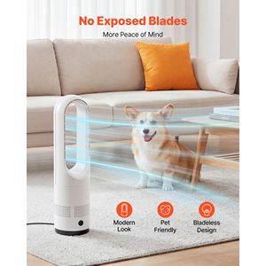 Ventilateur sur pied sans pales à 80 degrés avec 8 vitesses et minuterie de 9 heures, circulation d'air haute vitesse sur 4,7 mètres - Product Image 6