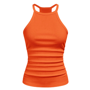 Womens Ribbed Racerback Tank <b>Top</b> Sleeveless Slim Fit Stretch Knit <b>Camisole</b> Casual Summer Soft Breathable Daily Wear Orange - Product Image 3