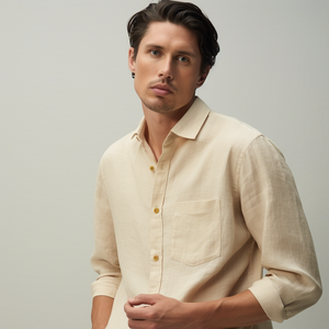 Camisas de Lino de Alta Calidad, Transpirables, Holgadas, para la Playa, de Manga Larga, Estampadas a Rayas, para Hombre, Camisetas Casuales para Hombre - Product Image 5