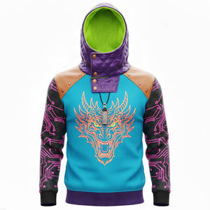 Sudadera Unisex Cyberpunk Tech con Diseño de Circuitos Electrónicos Abstractos Brillantes de Neón, Sublimada, 100% Algodón - Product Image 2