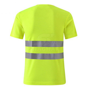 เสื้อยืดนิรภัยสะท้อนแสงสีเขียวมะนาว แถบสะท้อนแสงด้านหน้าและด้านหลัง - Product Image 4