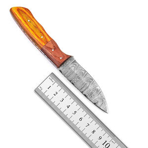 Damascus Steel Drop Point Hunting Knife Fixed Blade Green Handle Outdoor Survival Knives With <b>Leather</b> sheath Knife - Product Image 6