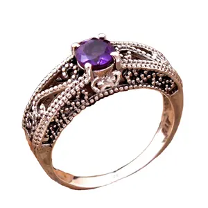 2020新款系列925纯银紫水晶戒指批发在线手工饰品