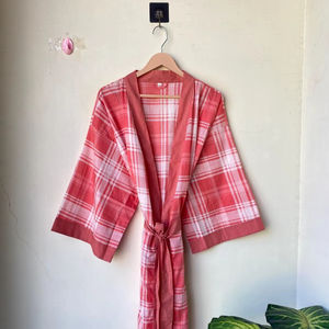 Pure Cotton <b>Kimono</b> Elegant 100% Cotton V-neck <b>Kimono</b> Robe for Summer Loungewear Robes Festival Clothing Gift For Her - Product Image 1