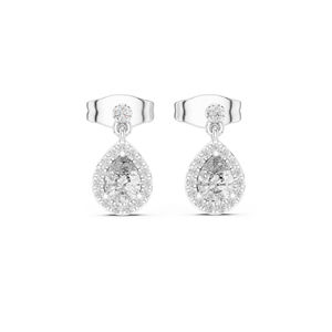 Boucles d'oreilles de fiançailles en or jaune 14 carats avec diamants de laboratoire ronds et en forme de poire pour femmes |   Nouveau diamant cultivé - Product Image 2