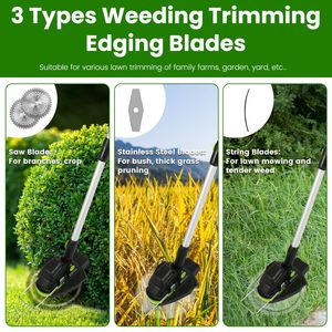21V elettrico Cordless tosaerba erbaccia Edger String Trimmer 2x3000mAh batterie 3.6-4,6 piedi di lunghezza 90 gradi girevole angolo prato - Product Image 4