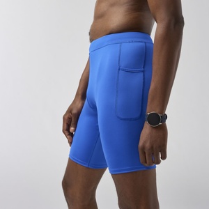<b>Men</b> High Waist Compression <b>Shorts</b> Solid <b>Black</b> Spandex Nylon Quick Dry Sporty Style Elastic Waist Knitted Fabric - Product Image 5
