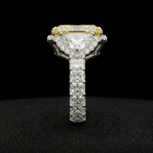 Bague de Fiançailles et de Mariage Classique en Or Blanc 8K avec Diamant Taille Radiant, Sertissage Canal, Certifiée IGI, Style Luxe, Anniversaire - Product Image 5