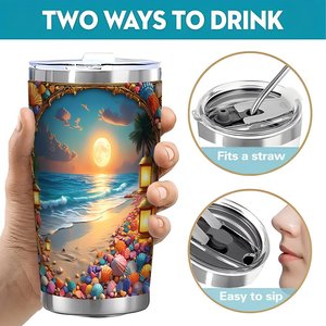 Stainless Steel Tumbler 20oz Double Wall Thermal <b>Insulated</b> <b>Mug</b> For Home Office Use - Product Image 5
