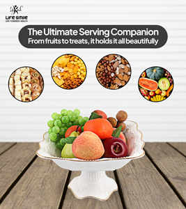 ชามผลไม้พร้อมขาตั้ง ขอบทอง ดีไซน์หรูหราทันสมัย ผลิตจากเซรามิกเนื้อละเอียดคุณภาพสูง ปลอดสารพิษ ขัดเงา เหมาะสำหรับงานเลี้ยง - Product Image 5