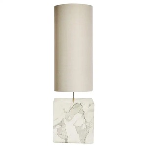 Luxury Black Marble <b>Table</b> <b>Lamp</b> With Cylindrical Pedestal Base And Refined Contemporary Ambient Lighting Design - Product Image 4