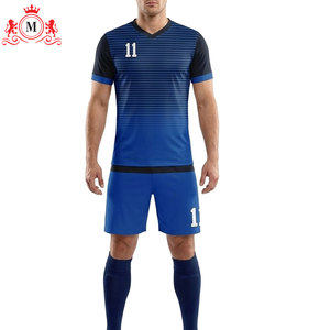 ชุดเสื้อฟุตบอลสีน้ำเงินสำหรับผู้ชาย แบบซับลิเมชั่น พร้อมกางเกงขาสั้น ผ้าโพลีเอสเตอร์ระบายอากาศ ชุดยูนิฟอร์มฟุตบอลสำหรับผู้ใหญ่ เลขที่ 11 สามารถปรับแต่งได้ - Product Image 4