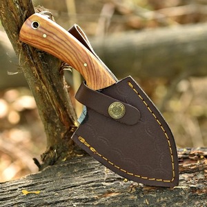 Couteau de camping en acier Damas avec manche en bois, lame en forme de pied de mouton, outil de survie en plein air - Product Image 3