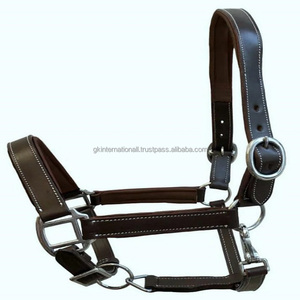 Rembourrage marron ou blanc de qualité supérieure double couture en cuir véritable licou en épi complet sur les tailles à bas prix - Product Image 2